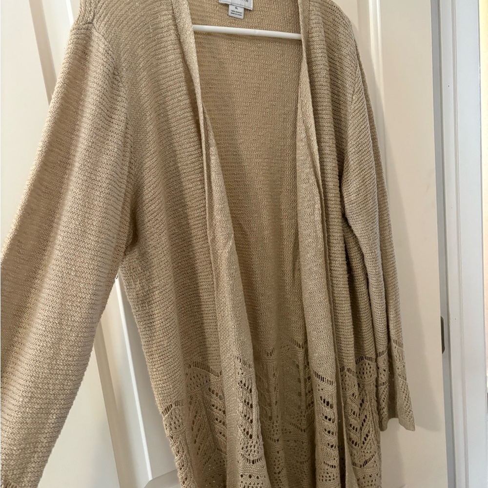 Liz Claiborne Tan Open-Front Cardigan